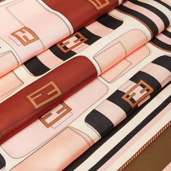 47. Fendi Baguette Print Silk Scarf Foulard - Picture 2 of 4